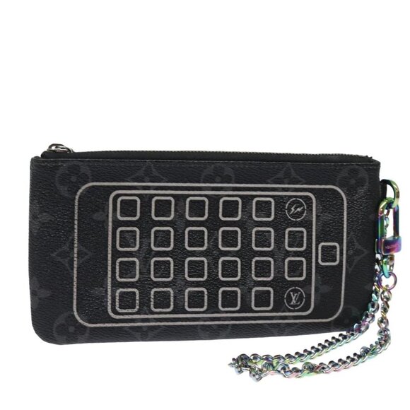 LOUIS VUITTON Monogram Eclipse Fragment iPhone Case M64433 LV Auth 82480 - Picture 1 of 16